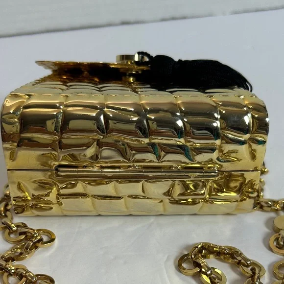 Debbie J. Palmer Vintage Gold Mini Bag with Chain and Tassel Pre-owned. - Picture 5 of 10